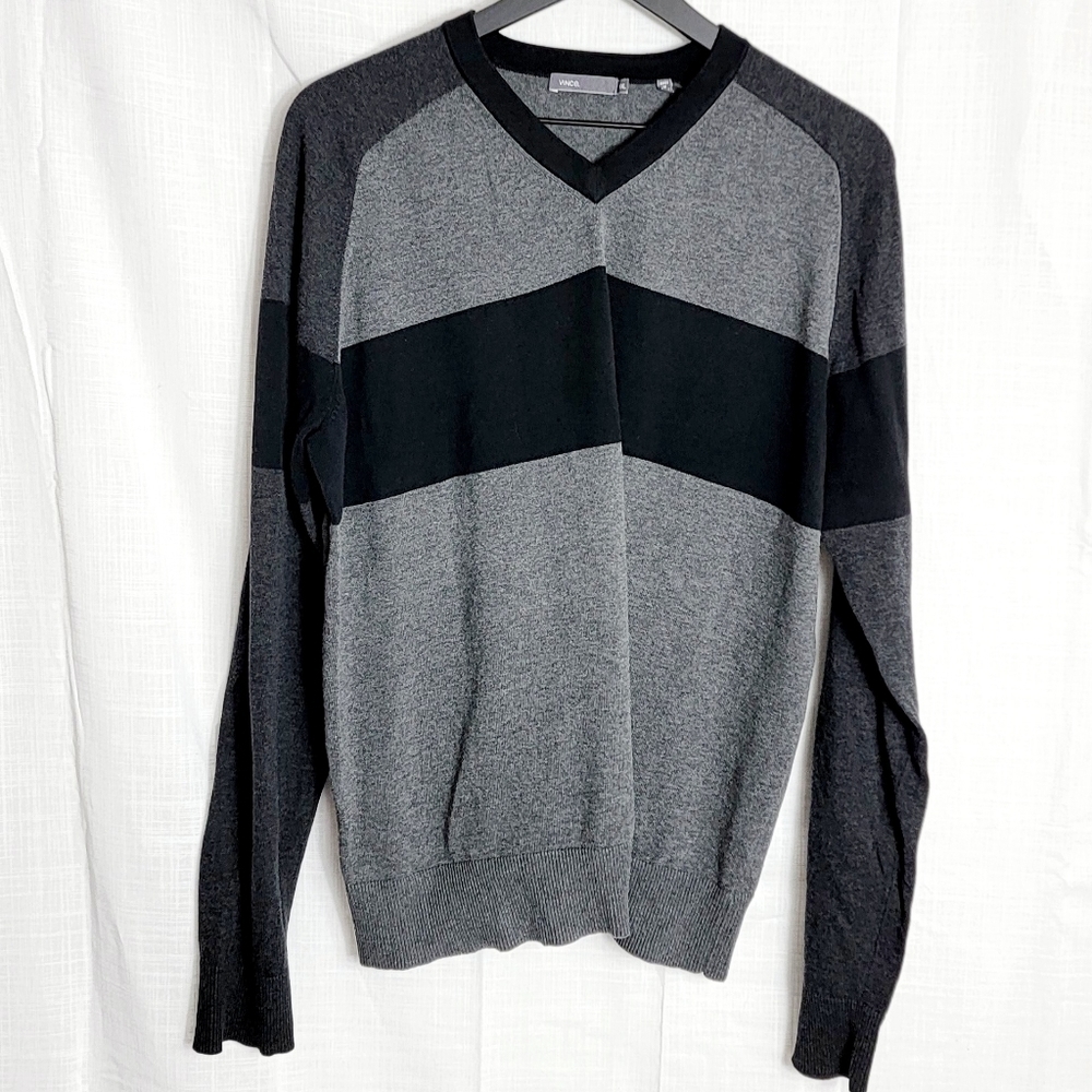Vince 100% Cotton Long Sleeves Pullover V-Neck Men's Sweater Size XXL